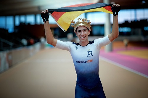 Felix Rijhnen celebrating World Hour record