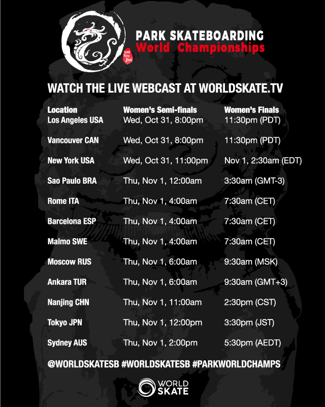 WS Park WC Webcast Schedule Womens Semi finals and Finals
