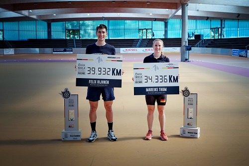 Mareike Thum and Felix Rijhnen after the World Hour record