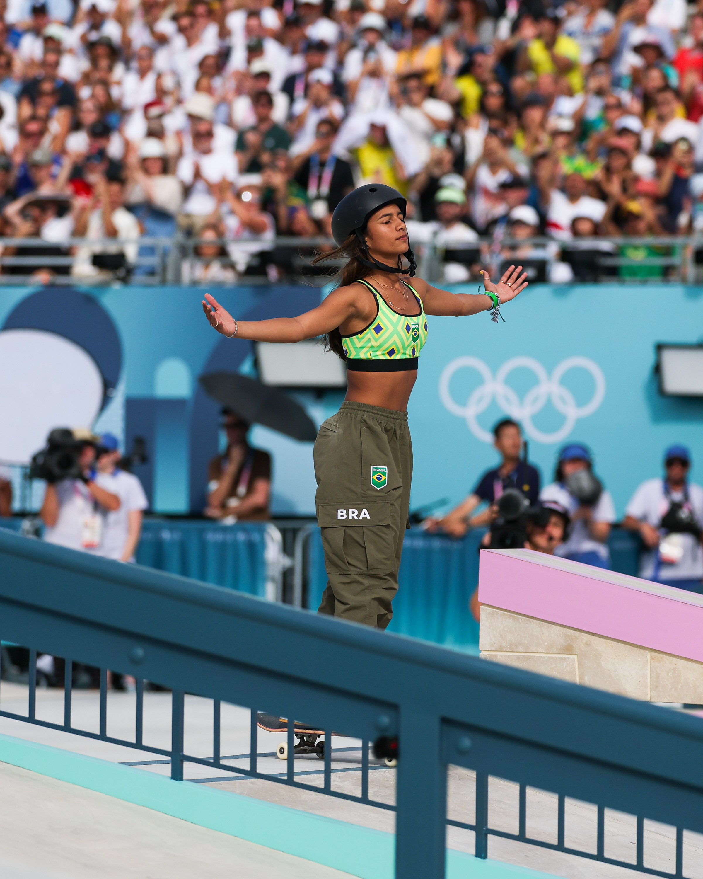 Rayssa Leal celebrates WST WCH OG Paris Atiba Jefferson 19