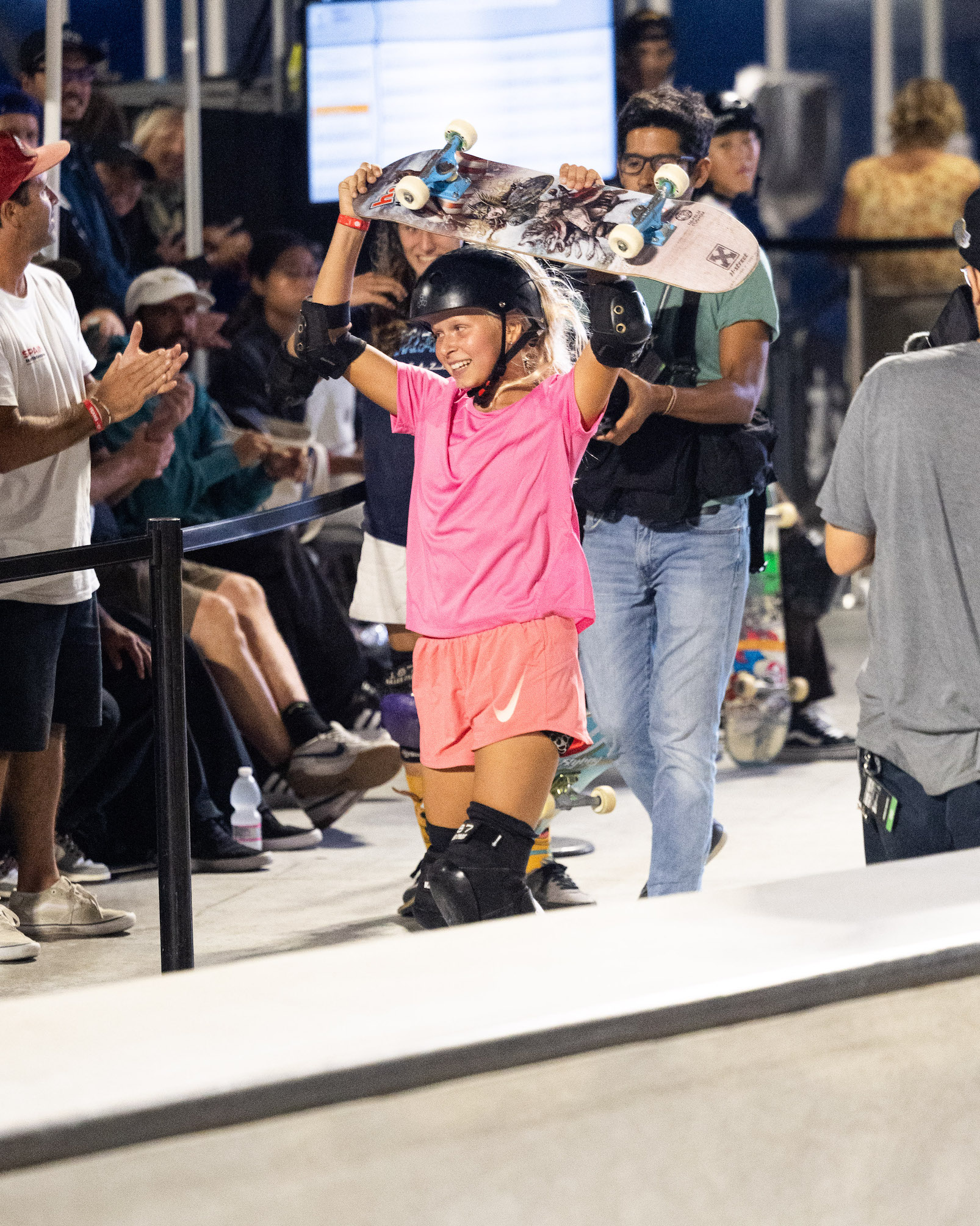 Heili Sirvio cheers WorldSkate WST Park Ostia Rome 2023 Bryce Kanights 17