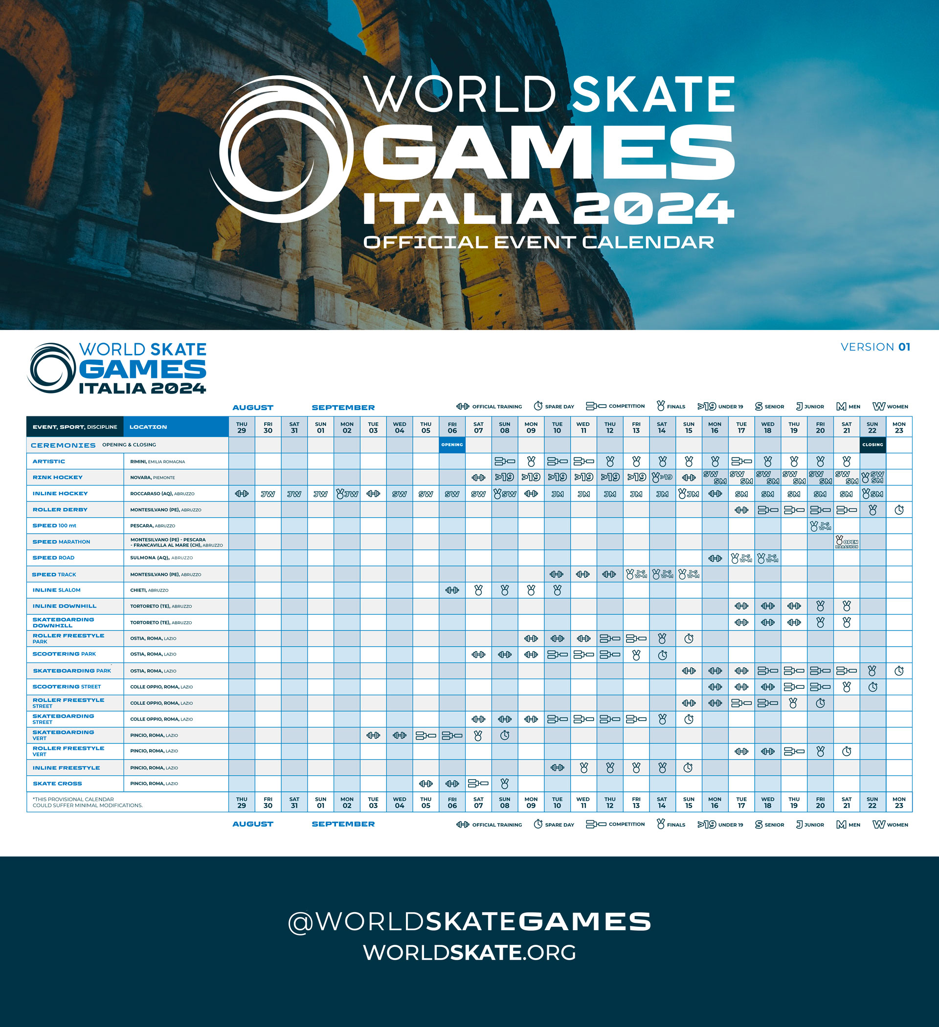 world skate games rome 2024 schedule