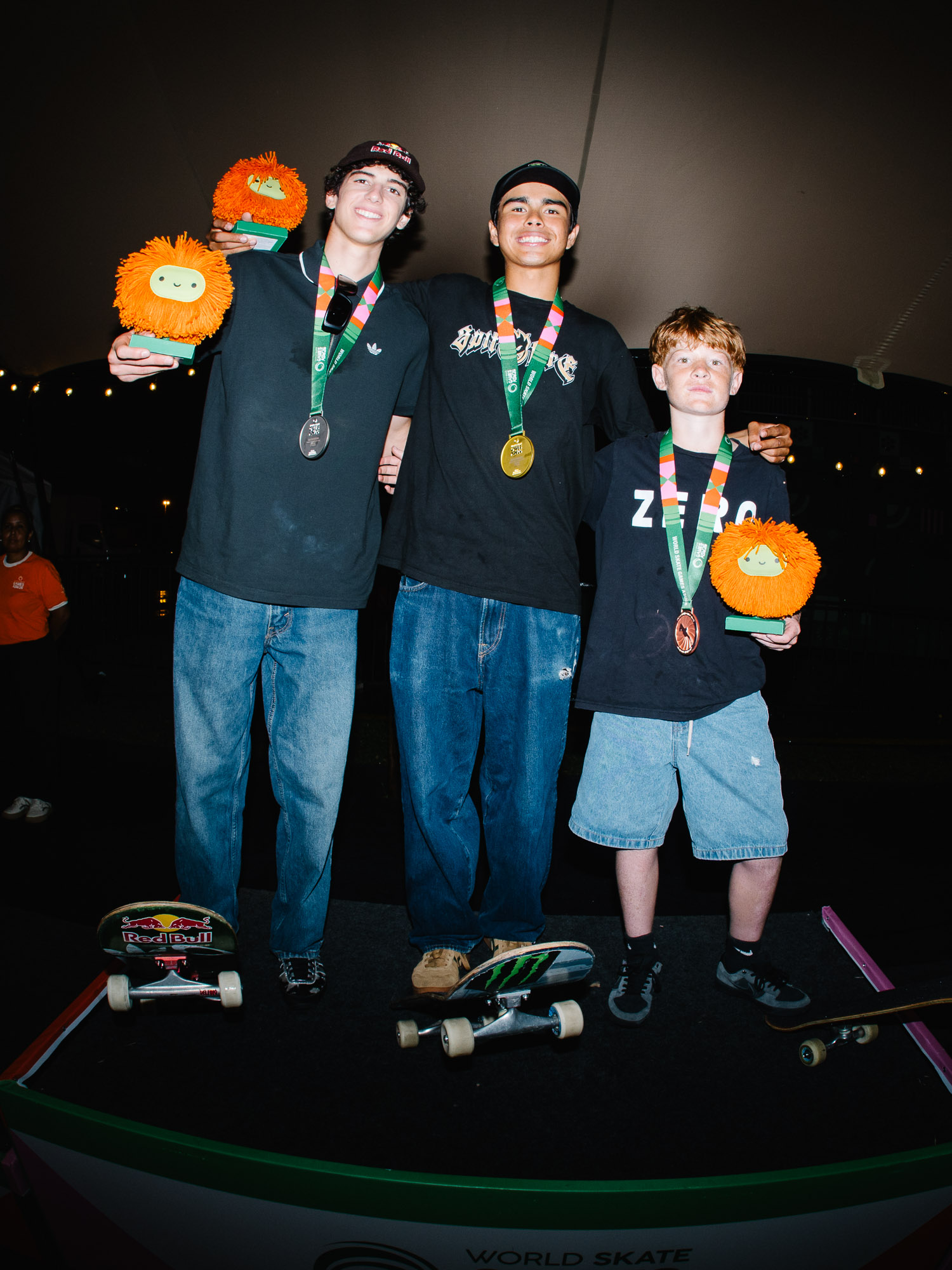 Gui Khury JD Sanchez Hudson Walker Podium wsk Games ASU skateboarding Vert world Championship Paraguay 2026 Dillon 09375