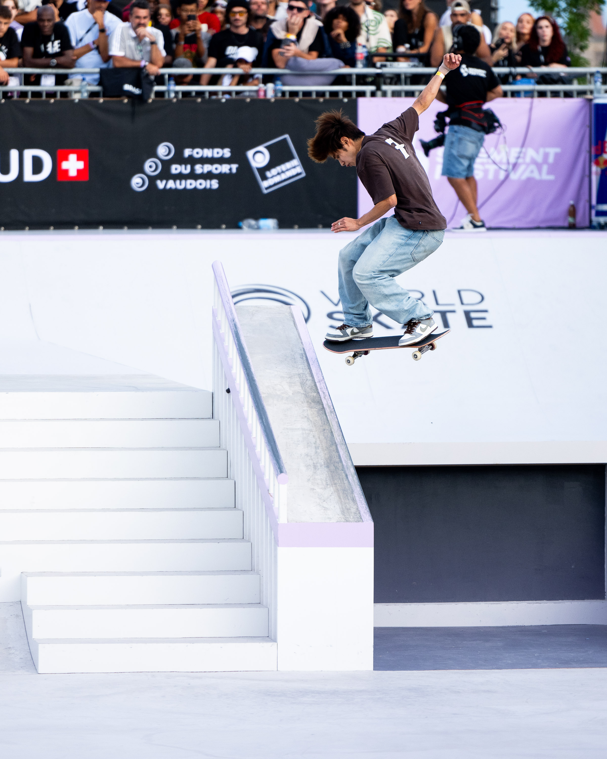 Yuto Horigome nollie backside 360 ​​tail slide 270 out WorldSkate WST Street Lausanne 2023 Jake Darwen 11